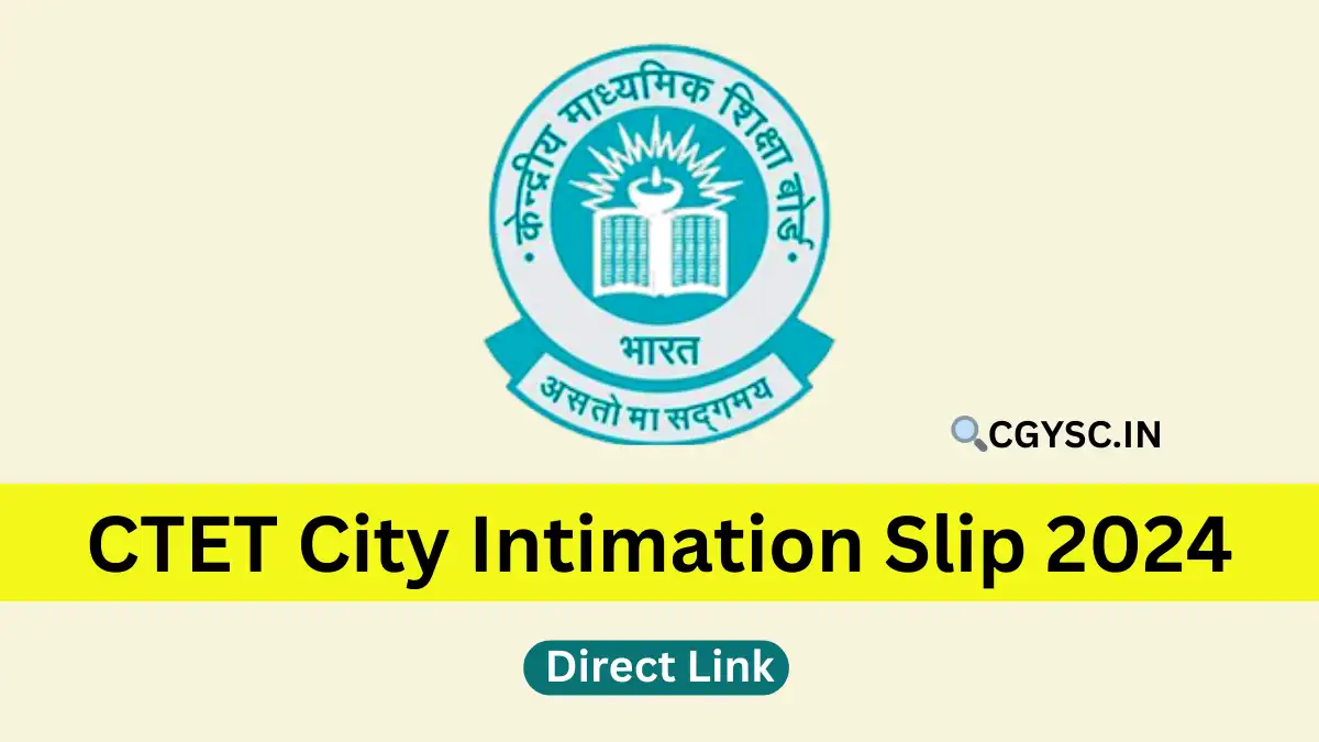 CTET City Intimation Slip December 2024