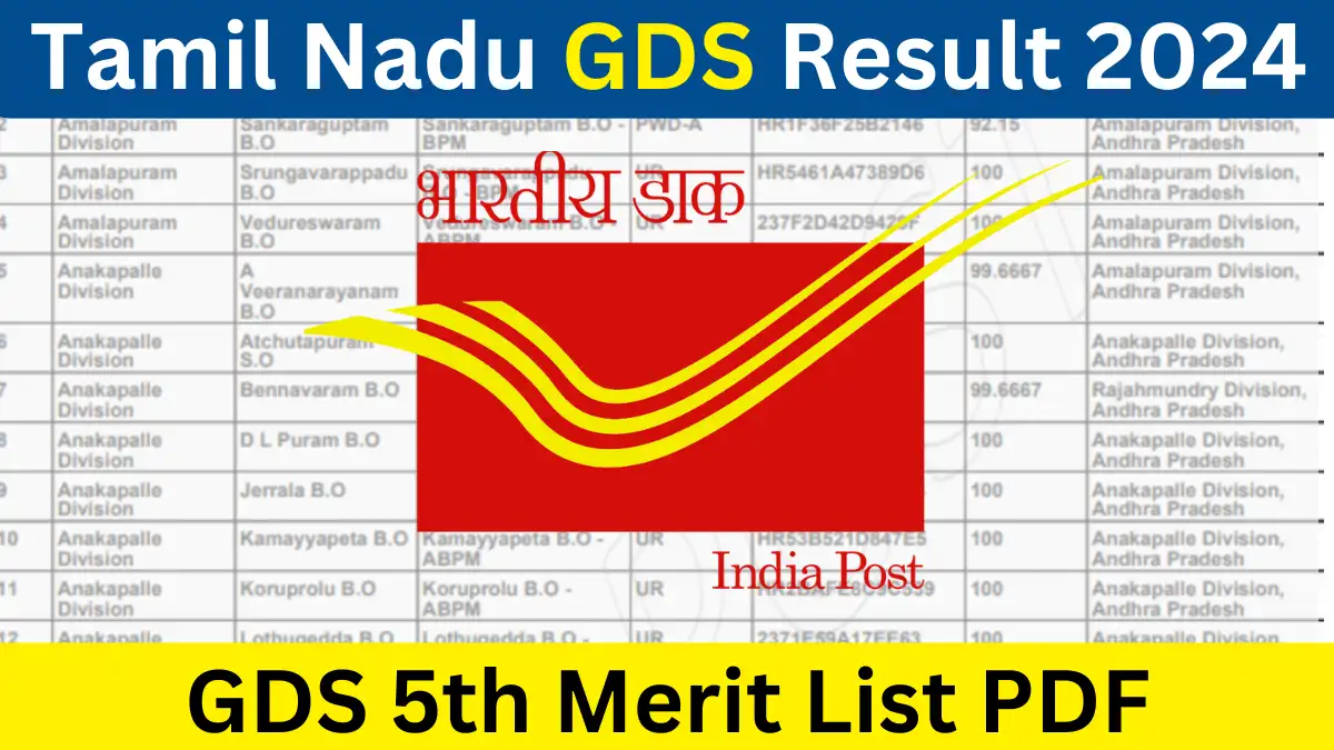 Tamil Nadu GDS 5th Merit List 2024