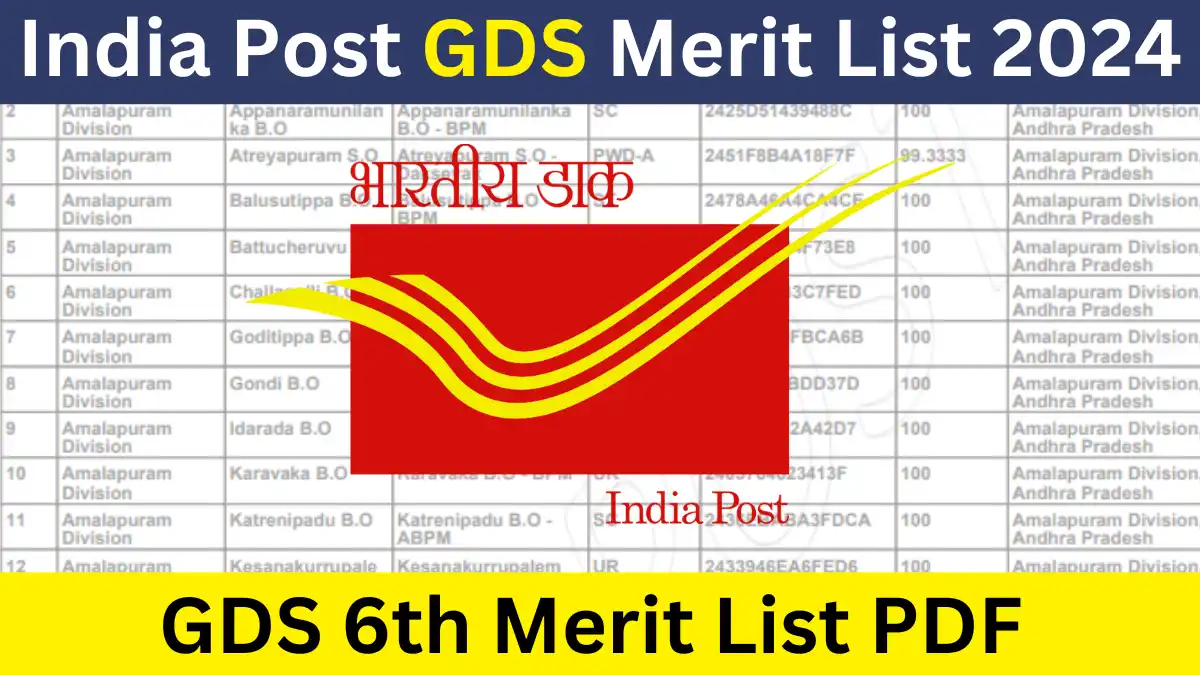 India Post GDS 6th Merit List 2024 Date